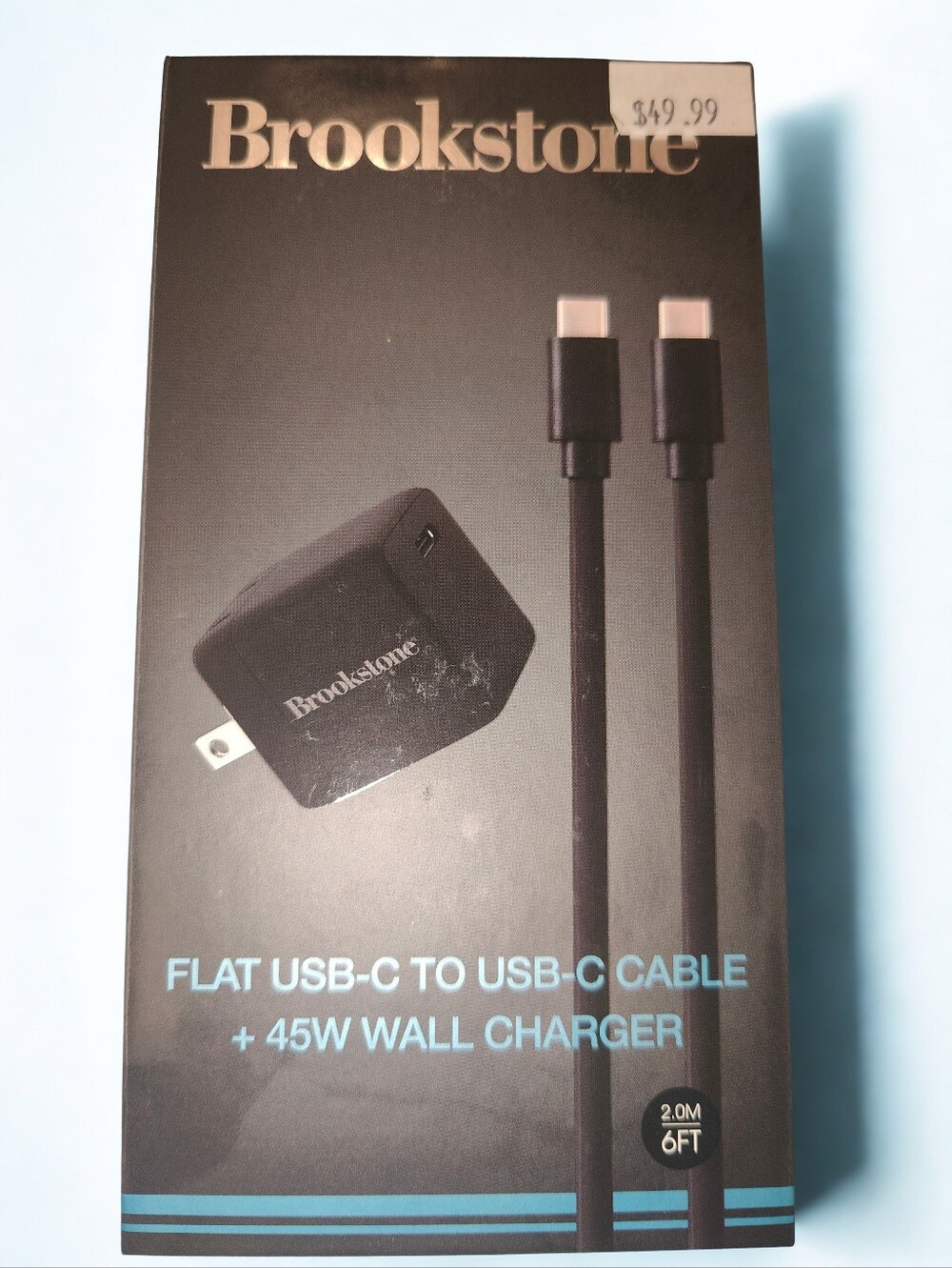 NWT Brookstone USB-C To USB-C 45W Fast Charging Block And 6' Cable
